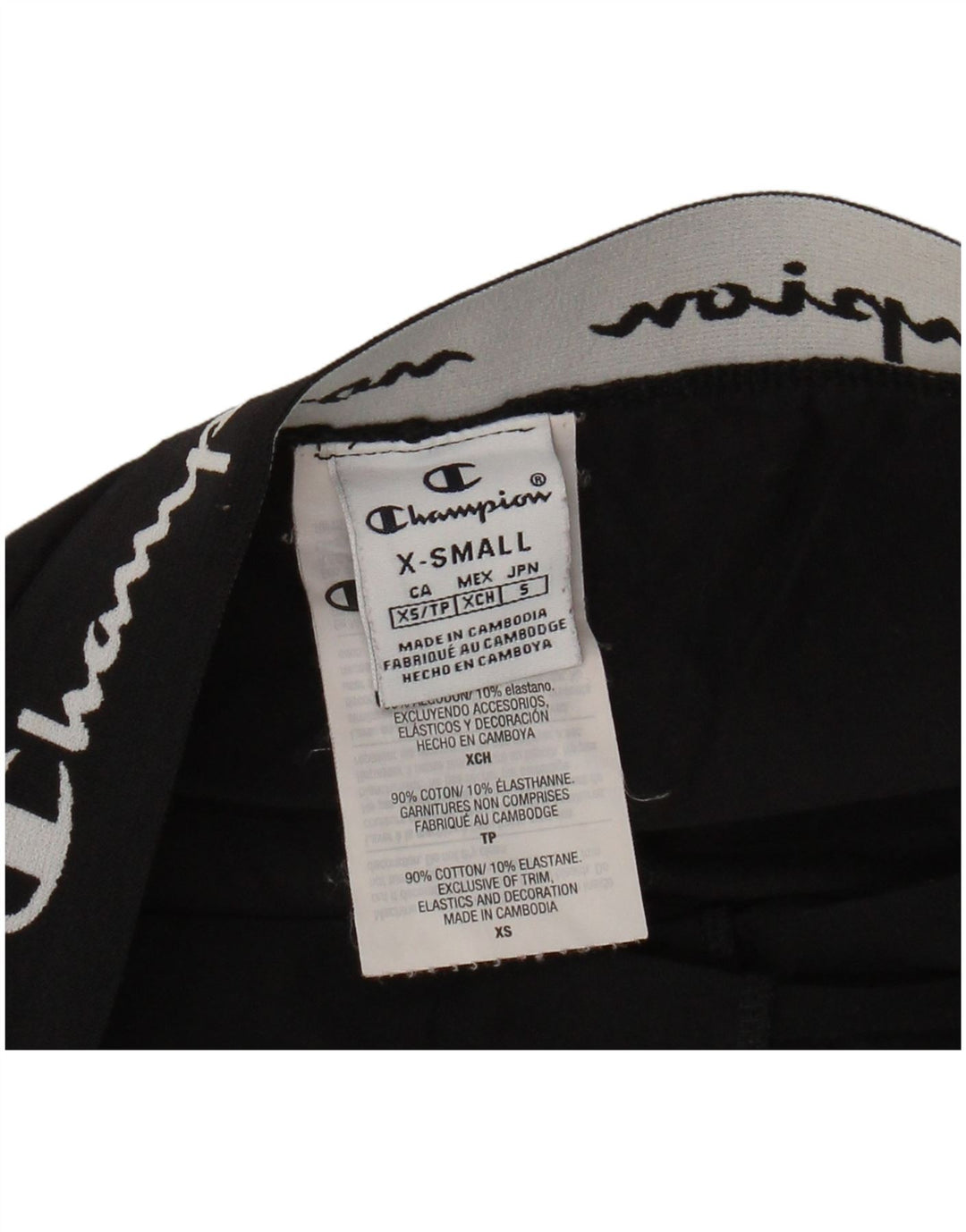 CHAMPION Leggings graphiques pour femmes UK 4 XS Coton noir