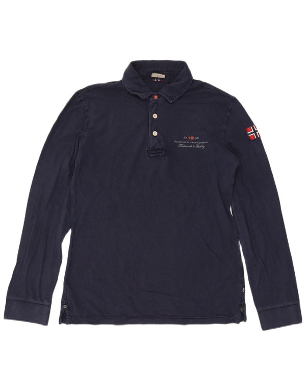 Napapijri Polo à manches longues pour homme Large Bleu marine