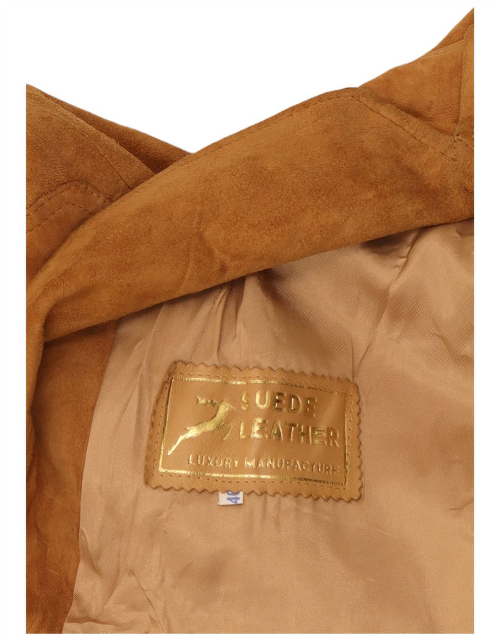 Veste en daim femme VINTAGE IT 46 grand cuir beige