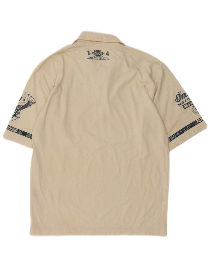 Foxhound Polo Graphique Homme Coton Beige Moyen Rétro