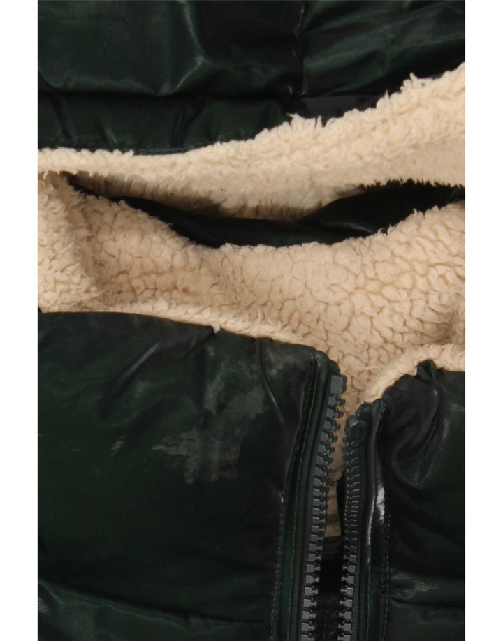 Dkny Veste matelassée surdimensionnée à capuche pour femme UK 10 Petit Vert Polyester