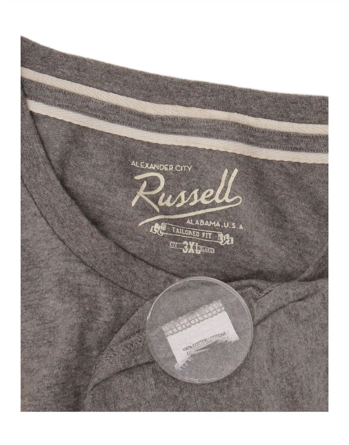 RUSSELL ATHLETIC Haut graphique à manches longues pour homme Coupe ajustée en coton gris 3XL