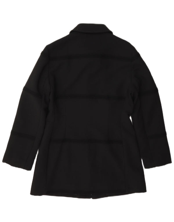 Caractere Veste Blazer 4 Boutons Femme UK 12 Laine Noir Moyen