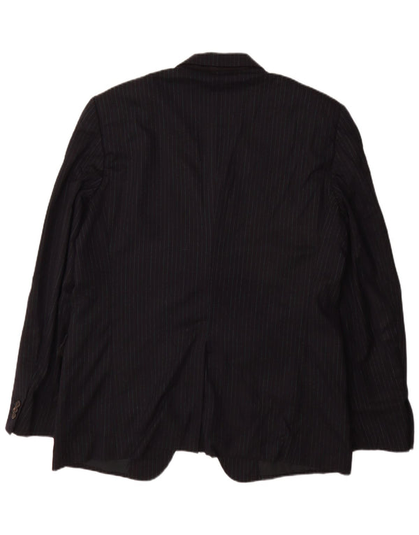 Prada Mens 3 Bouton Blazer Veste Taille 56 2XL Noir Pinstripe Virgin Wool