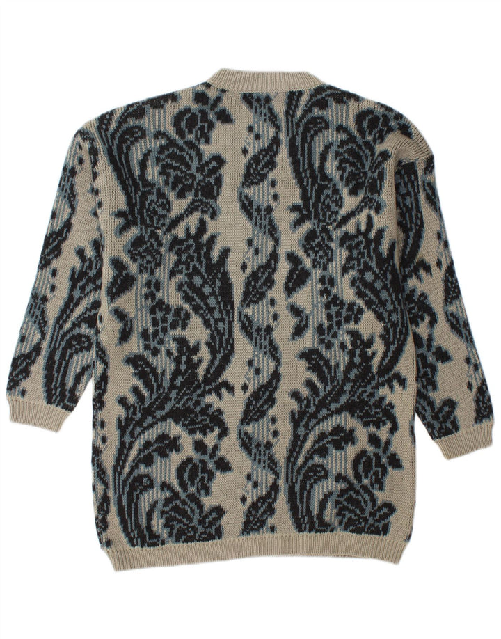 BENETTON Pull long à col rond pour homme IT 46 Grand gris floral