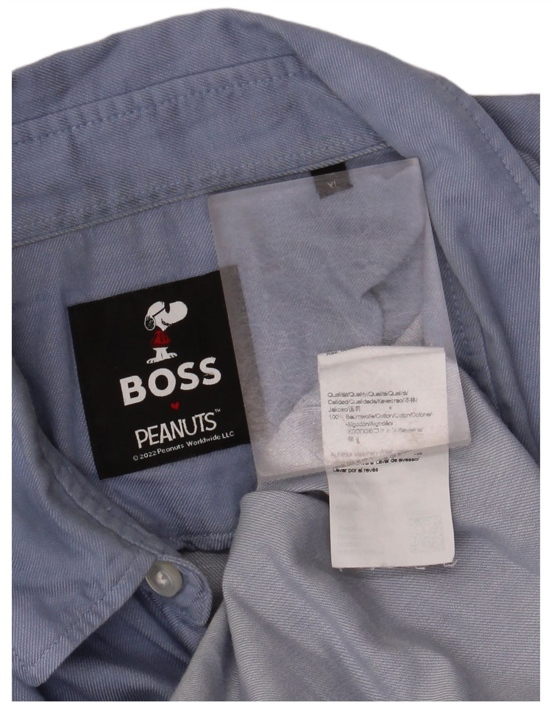 HUGO BOSS Chemise Peanuts XL Bleu Coton Homme