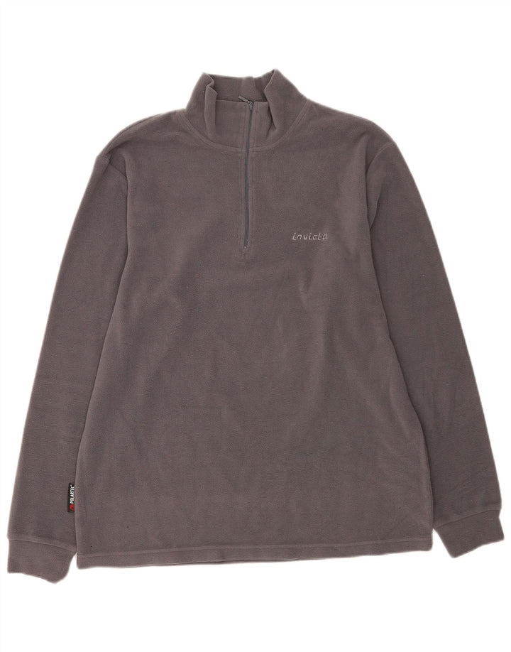 Invicta Pull polaire à col zippé pour homme, grand gris, polyester