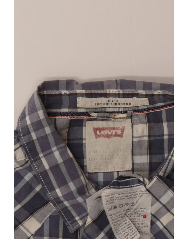 LEVI'S Chemise Slim Fit à Manches Courtes Homme Bleu Carreaux Coton XL