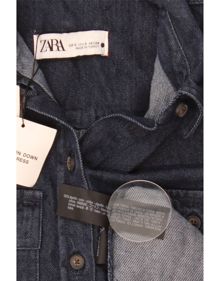 Zara Robe en jean pour femme UK 10 Petit coton bleu