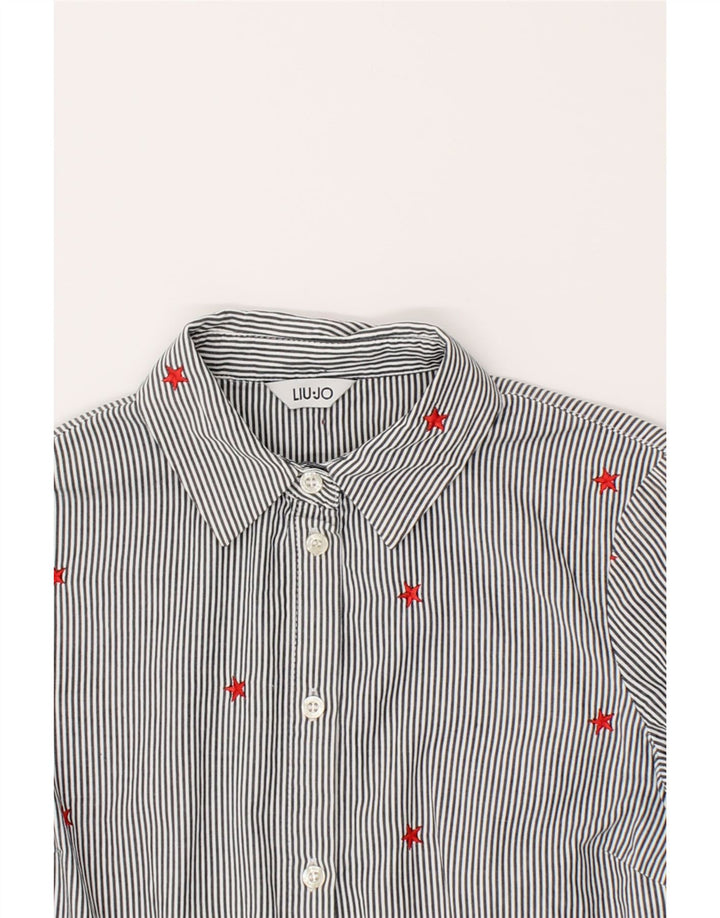 LIU JO Womens Shirt UK 12 Medium Blue Striped Vintage Liu Jo and Second-Hand Liu Jo from Messina Hembry 