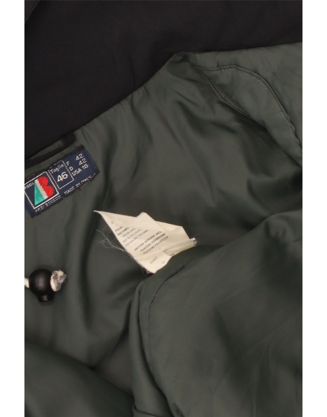 VINTAGE Veste coupe-vent à capuche surdimensionnée pour femmes IT 46 Grand nylon noir