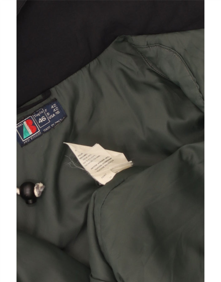 VINTAGE Veste coupe-vent à capuche surdimensionnée pour femmes IT 46 Grand nylon noir