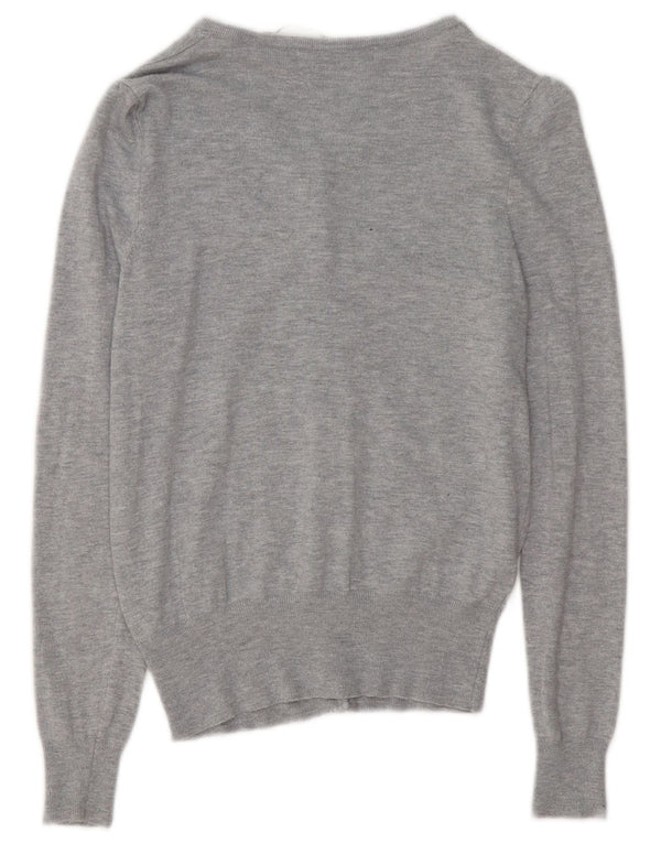 Marks & Spencer Pull Cardigan Femme UK 8 Petit Viscose Moucheté Gris