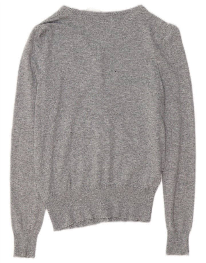 Marks & Spencer Pull Cardigan Femme UK 8 Petit Viscose Moucheté Gris