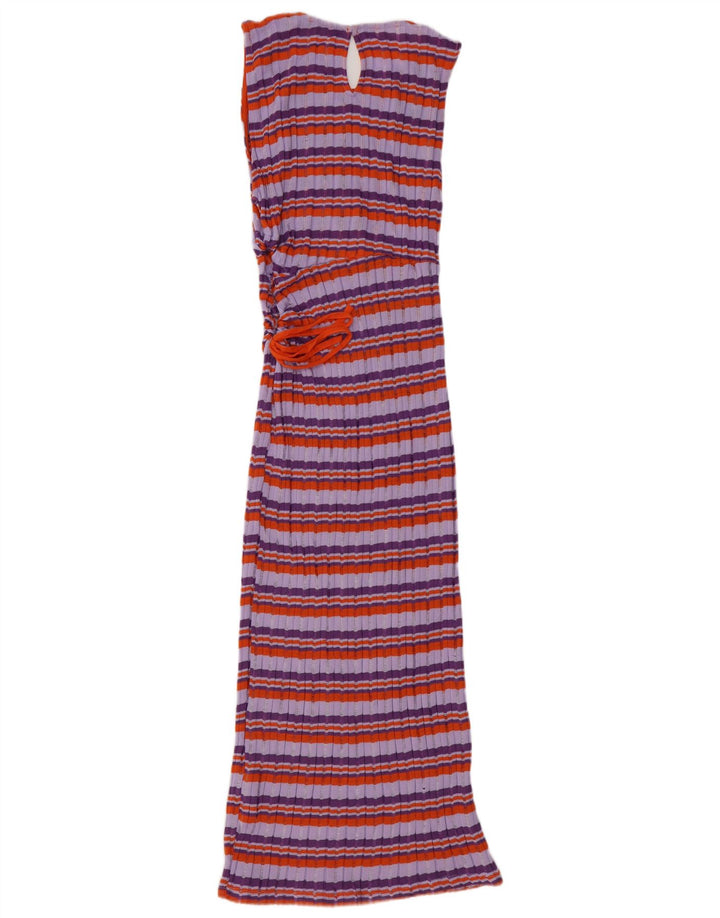 ZARA Robe pull sans manches pour femme UK 12 Polyester rayé violet moyen