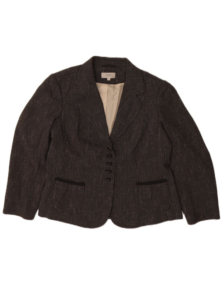 Marks & Spencer Veste blazer à 5 boutons pour femme UK 18 XL Chevron noir