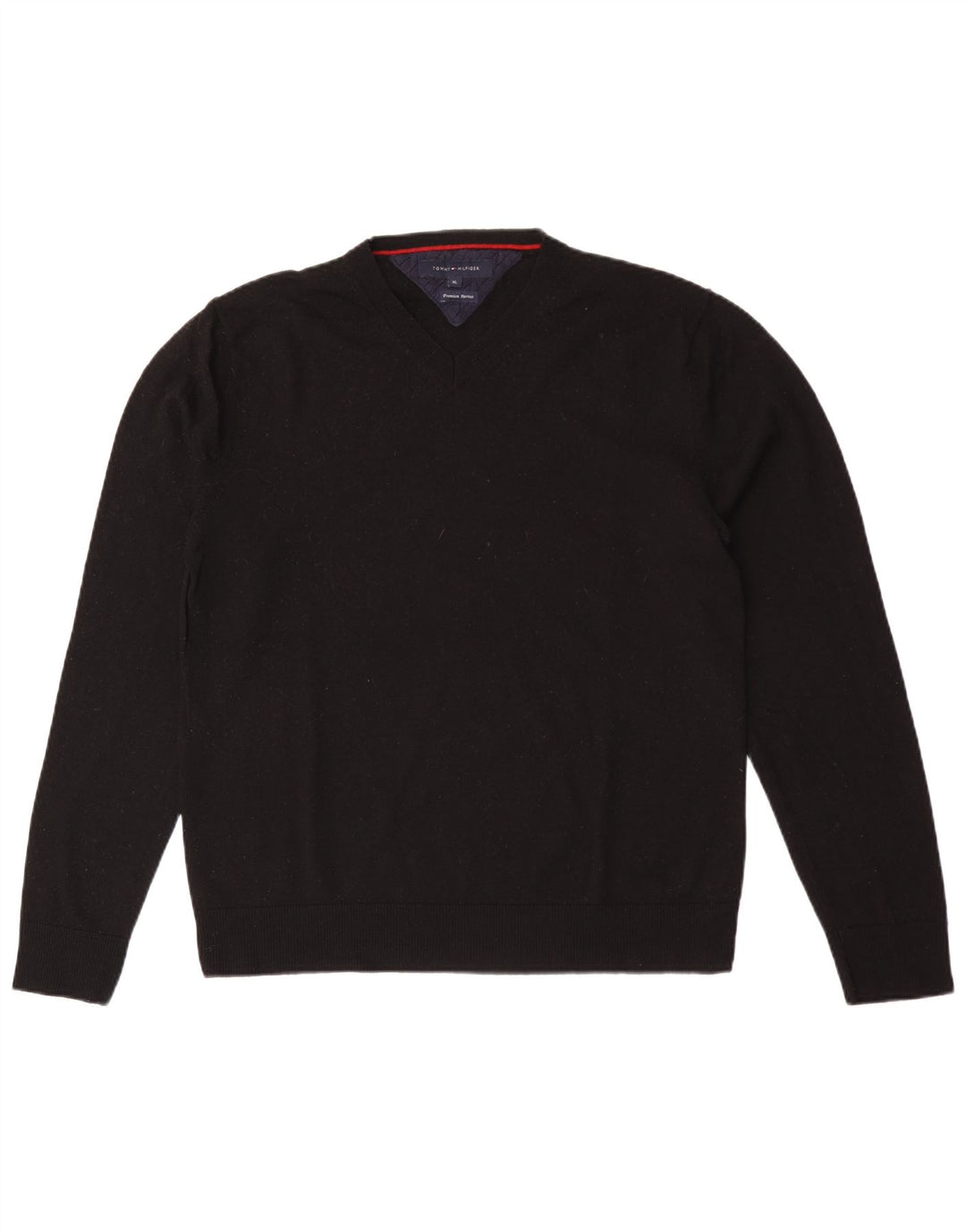 Tommy Hilfiger Pull col V pour homme XL en laine noire
