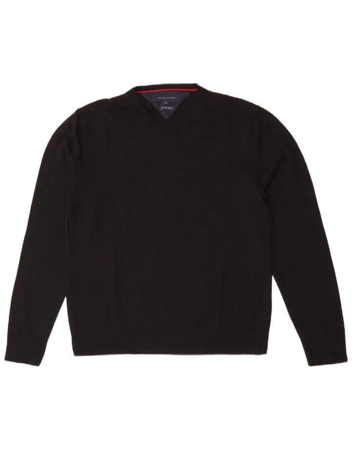 Tommy Hilfiger Pull col V pour homme XL en laine noire