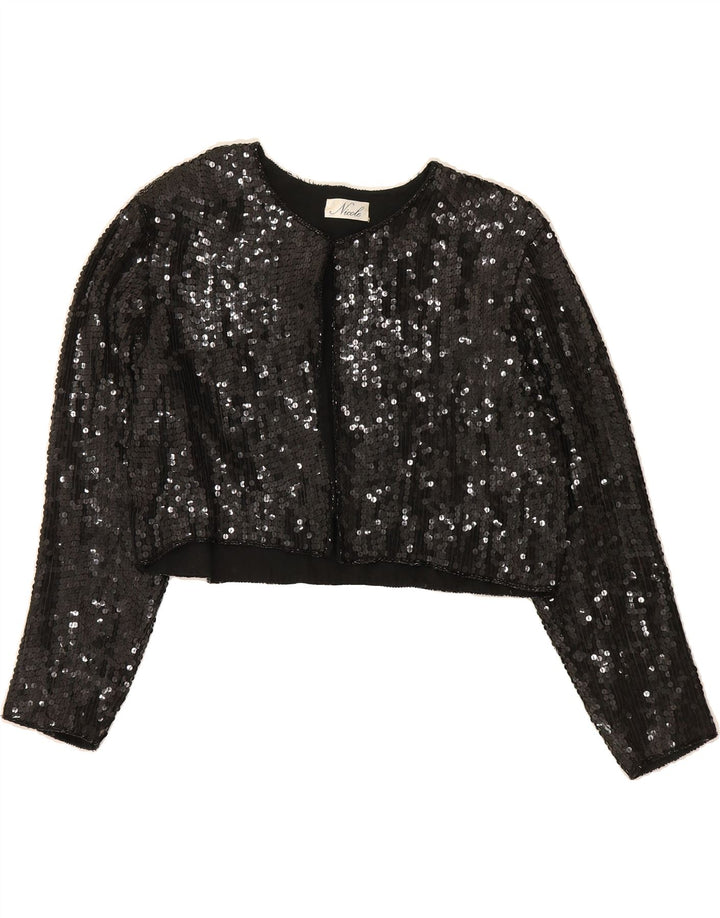 VINTAGE Womens Sequin Bolero Jacket UK 14 Medium Black Vintage Vintage and Second-Hand Vintage from Messina Hembry 