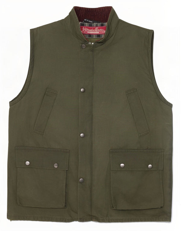 vintage Mens Utility Gilet UK 38 Moyen Kaki Coton
