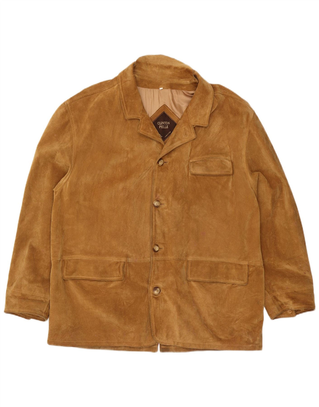 vintage Homme 4 Boutons Blazer En Daim Veste IT 56 3XL Beige