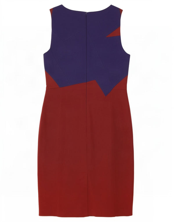 Karen Millen Robe fourreau pour femme UK 16 Large Bordeaux Colourblock