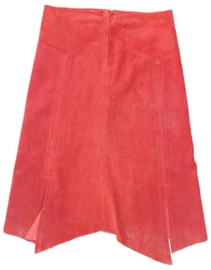 Danier Jupe asymétrique en daim pour femme UK 14 Large W32 Rouge Polyester