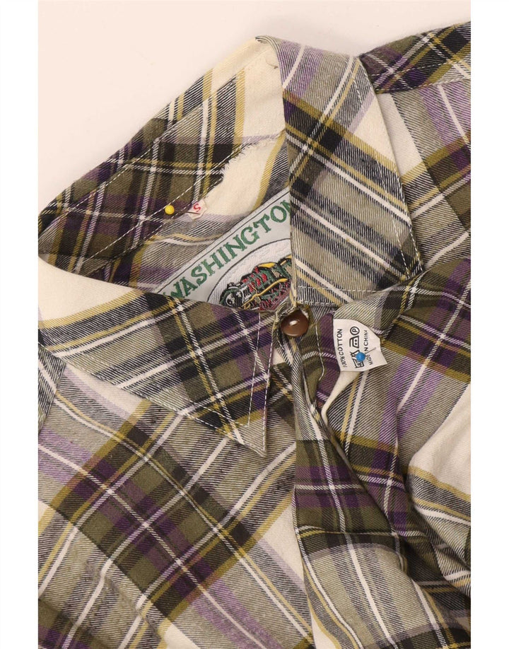 vintage Chemise en flanelle pour hommes Petit coton à carreaux multicolore