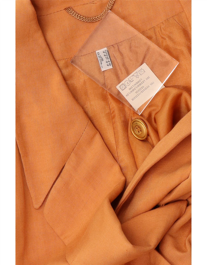 vintage Femme Double Breasted Blazer Veste UK 16 Grande Viscose Orange