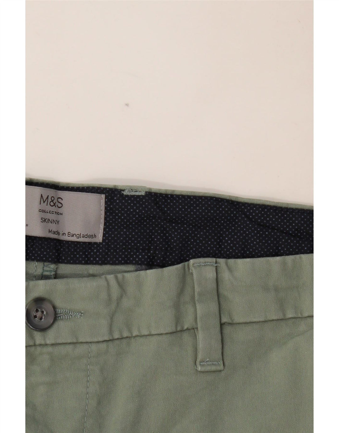 MARKS & SPENCER Pantalon Chino Skinny Homme W36 L29 Vert Coton