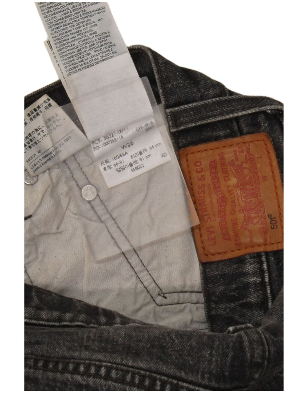 LEVI'S Short en Jean 501 Femme W30 Coton Noir Moyen