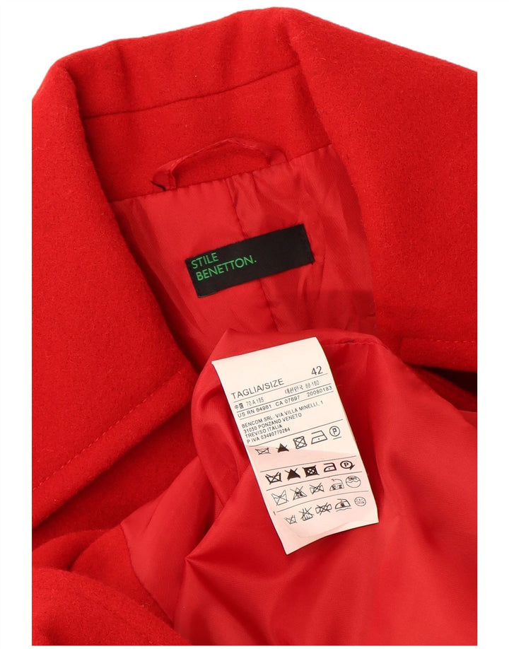 Benetton Pardessus Femme IT 42 Laine Rouge Moyen