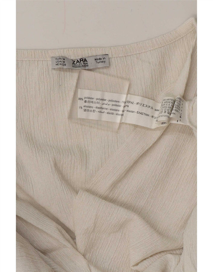 Zara Femme Chemisier Top UK 14 Medium Blanc Polyester