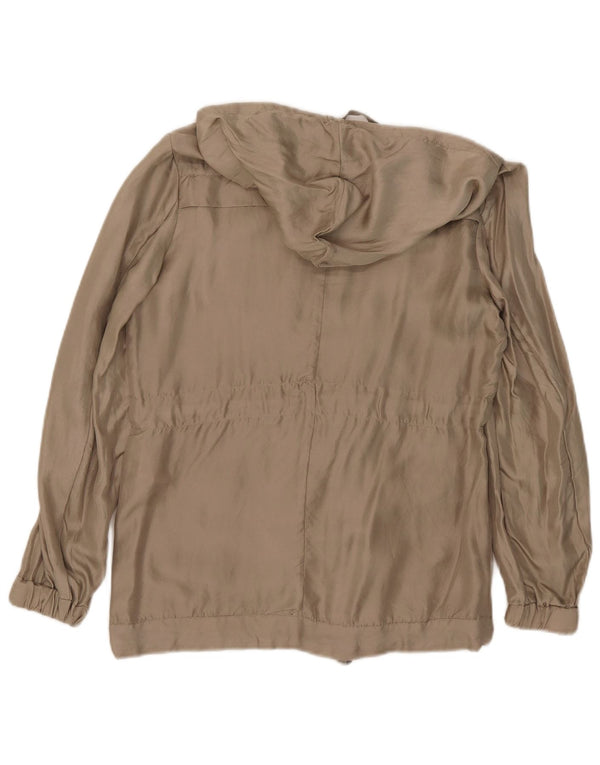 Guess By Marciano Womens Hooded Utility Jacket IT 40 Small Beige Silk