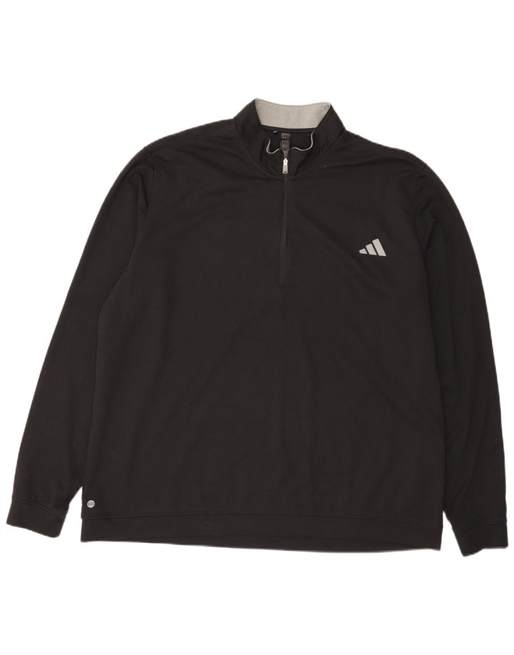 Adidas Sweat-shirt à col zippé pour homme 2XL Noir Polyester