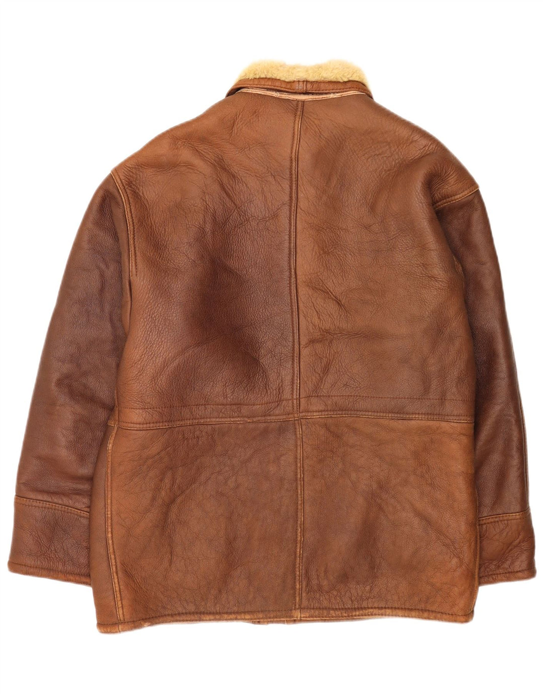 veste en peau de mouton vintage pour hommes UK 38 Brun moyen