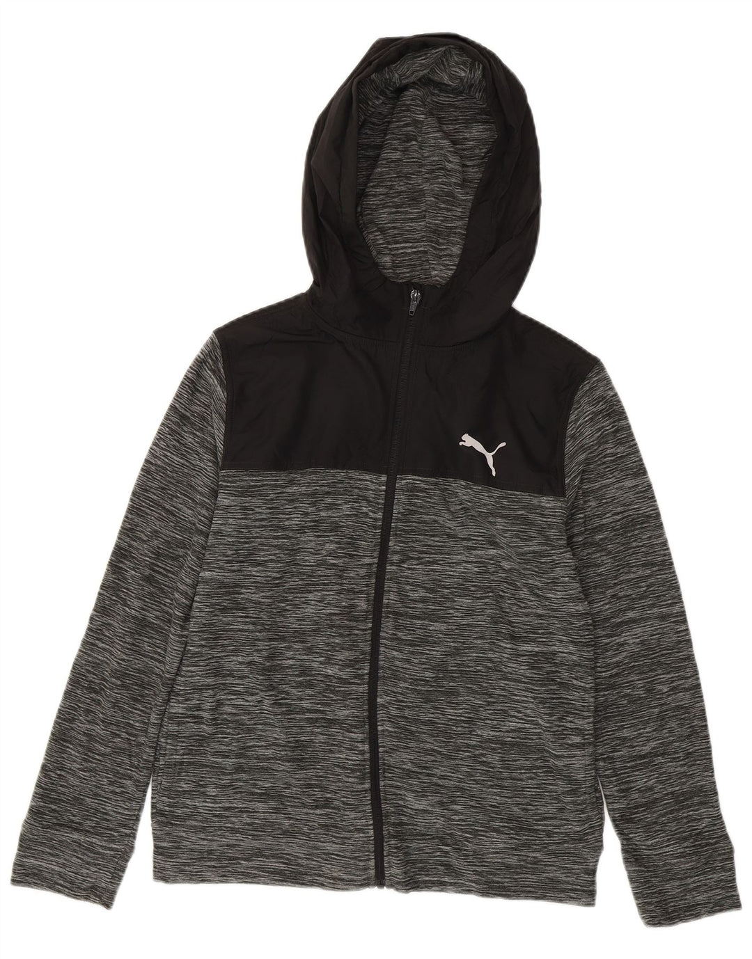 PUMA Pull à capuche zippé pour garçon 14-15 ans Grand Gris Colorblock Polyester