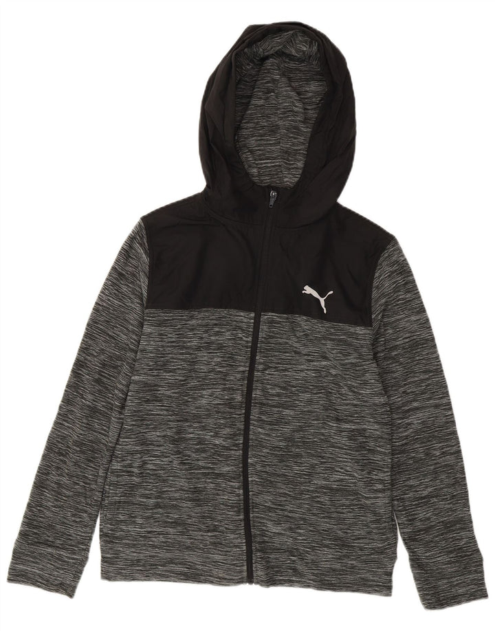 PUMA Pull à capuche zippé pour garçon 14-15 ans Grand Gris Colorblock Polyester