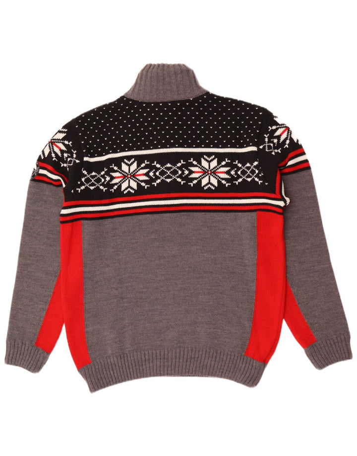 CMP Pull à Col Zippé pour Homme Large Gris Fair Isle Acrylique