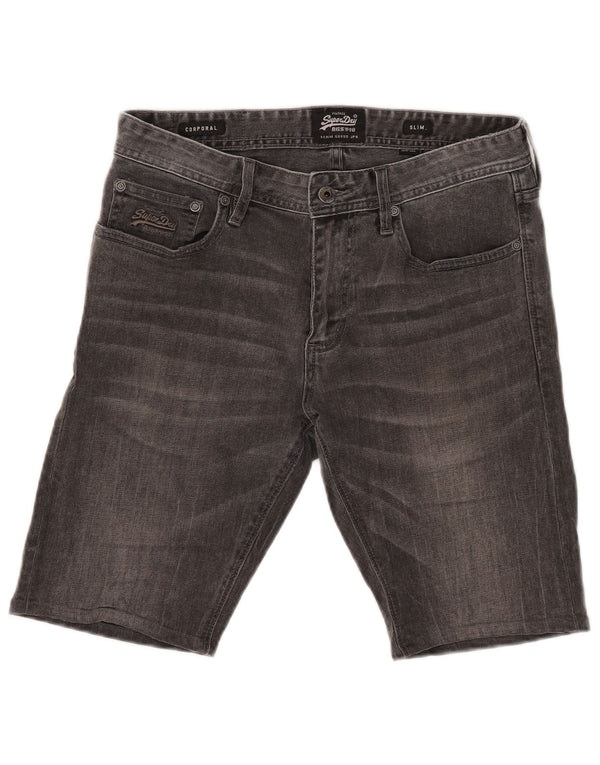 Superdry Short en Jean Corporal Slim W32 Homme Gris Moyen Coton