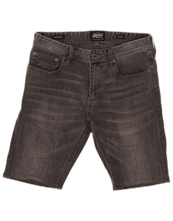 Superdry Short en Jean Corporal Slim W32 Homme Gris Moyen Coton
