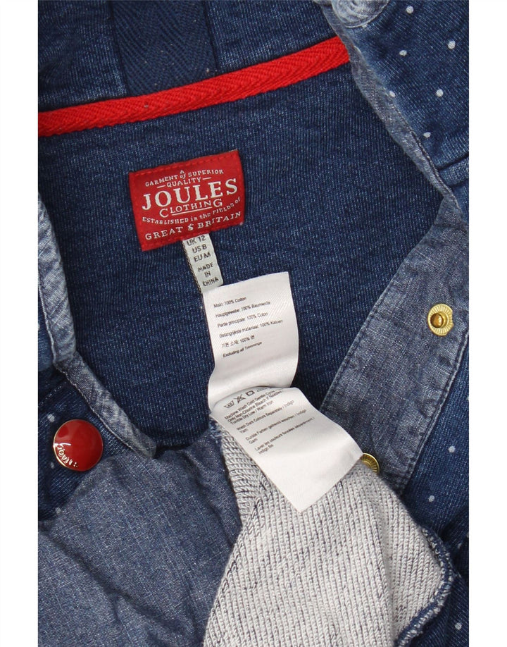 Joules Sweat-shirt à col boutonné pour femme UK 12 Bleu moyen à pois