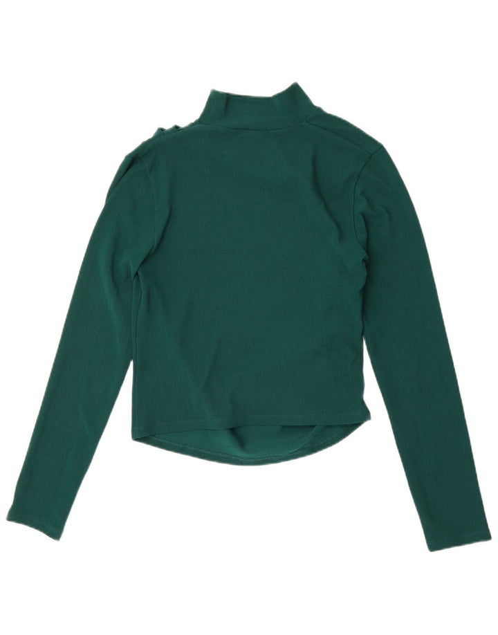 Zara Womens Crop Top Manches Longues UK 12 Vert Moyen