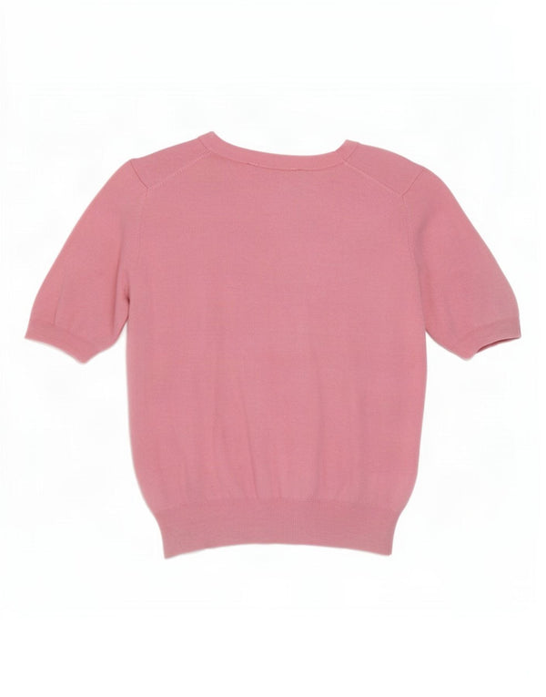 Zara Pull court à manches courtes et col bateau pour femme UK 10 Petit Rose