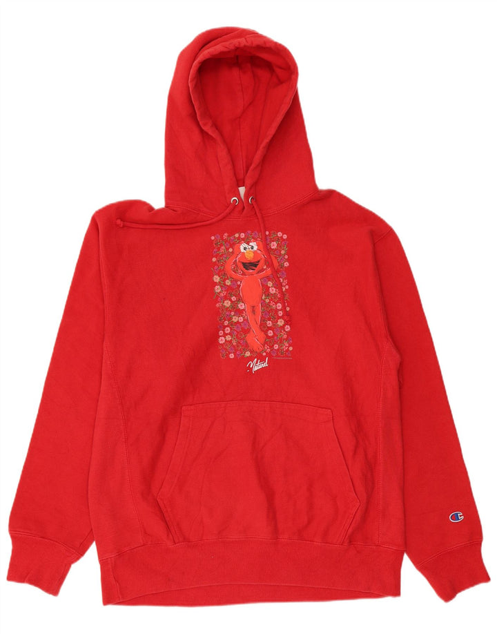CHAMPION Mens Reverse Weave Graphic Hoodie Jumper Large Red