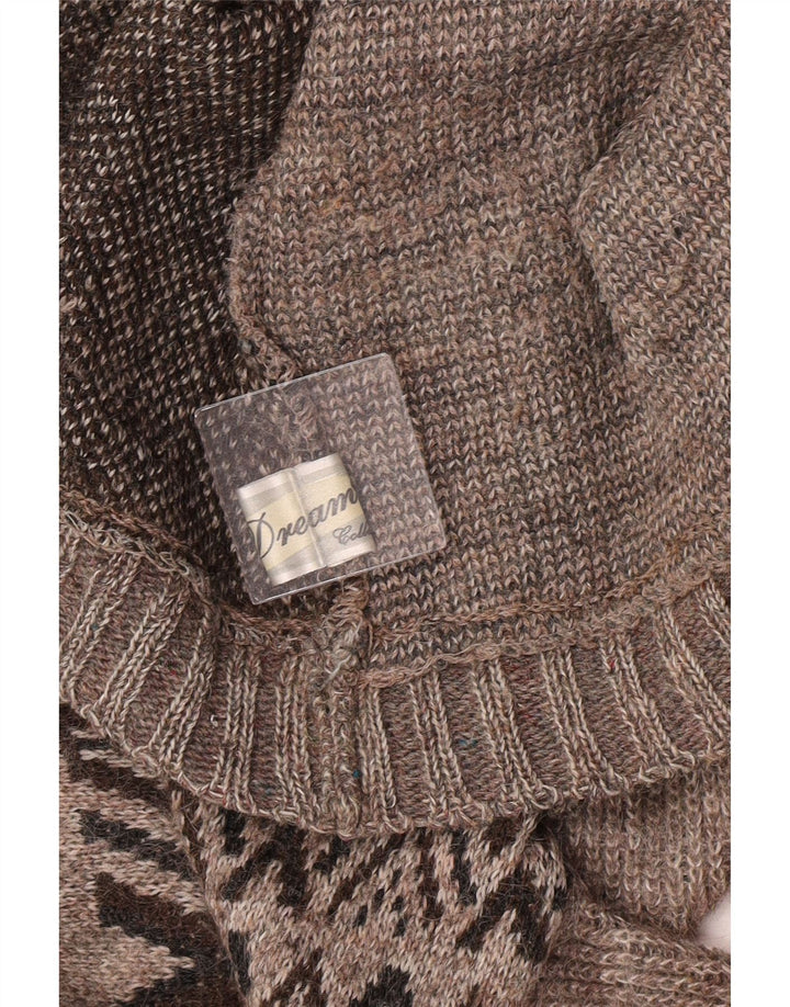 Dream Pull col roulé pour homme Grand motif géométrique marron