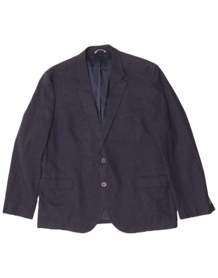 Marks & Spencer Veste blazer à 2 boutons pour homme UK 48 4XL Bleu marine Coton