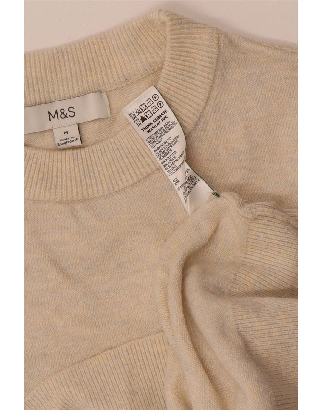 Marks & Spencer Pull à col rond pour femme UK 14 Beige moyen moucheté