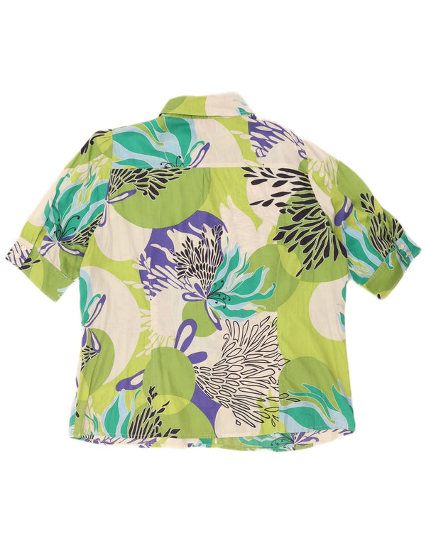 Chemise à manches courtes femme vintage UK 24 4XL Coton floral vert