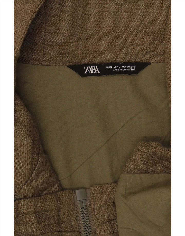 Zara Veste bomber à capuche pour homme UK 36 Petit Kaki